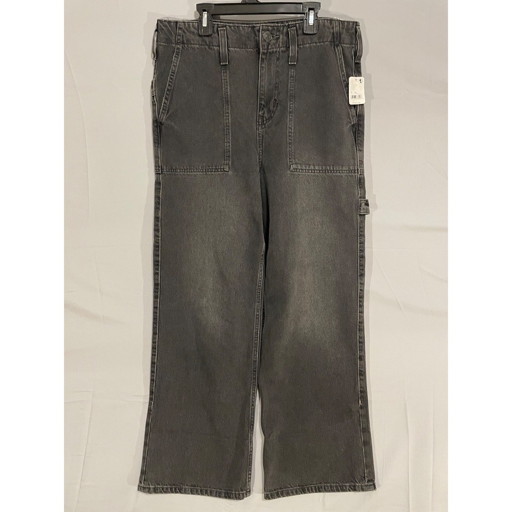 WE THE FREE WOMENS JEANS NWT SIZE 29 BLACK DENIM WIDE LEG MAJOR LEAGUES MID RISE